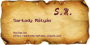 Sarkady Mátyás névjegykártya